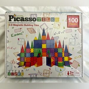 New! Colorful Picasso Magnetic Building Tiles - 100 Piece Set.